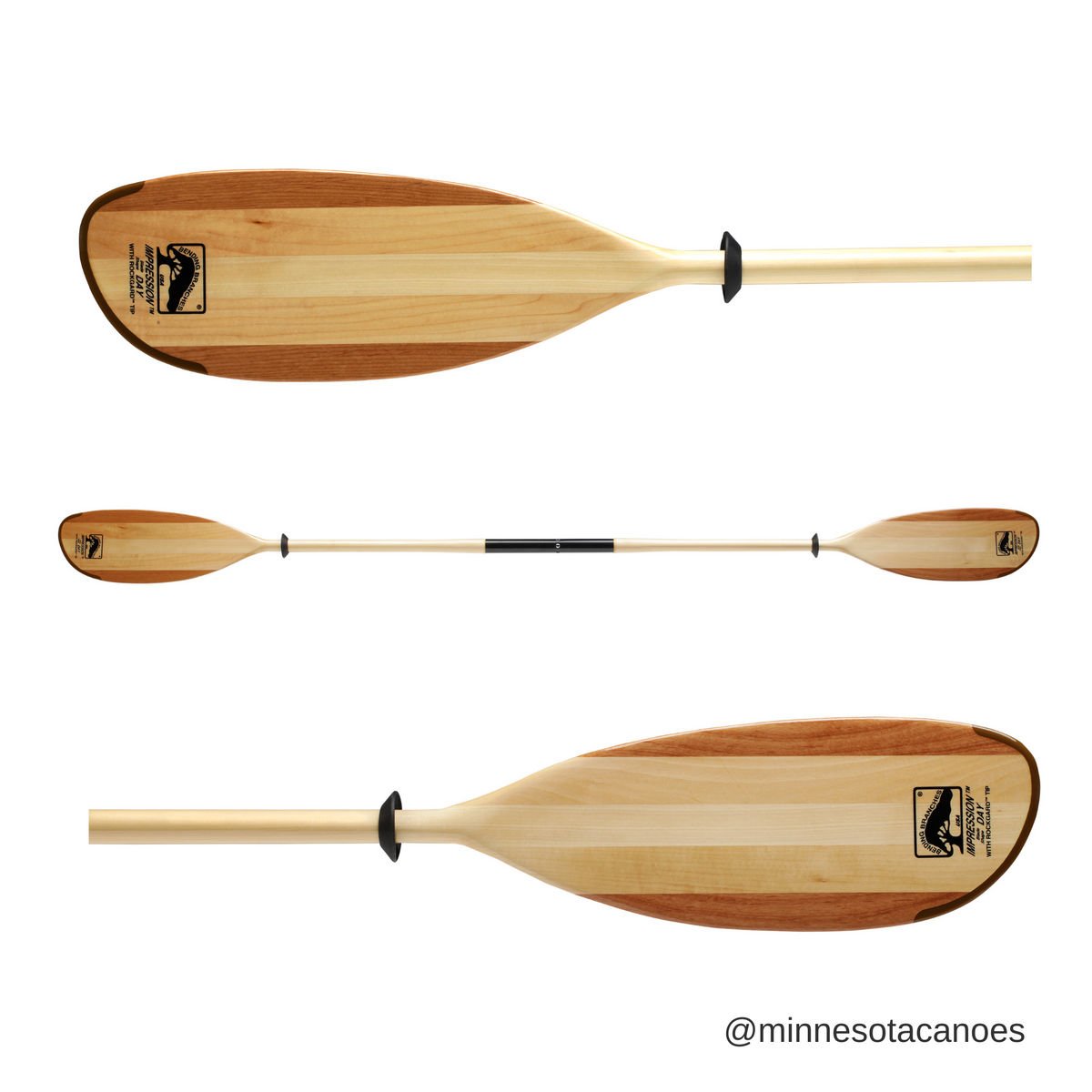 Wooden Double Blade Canoe Paddle (Bending Branches Impression Solo