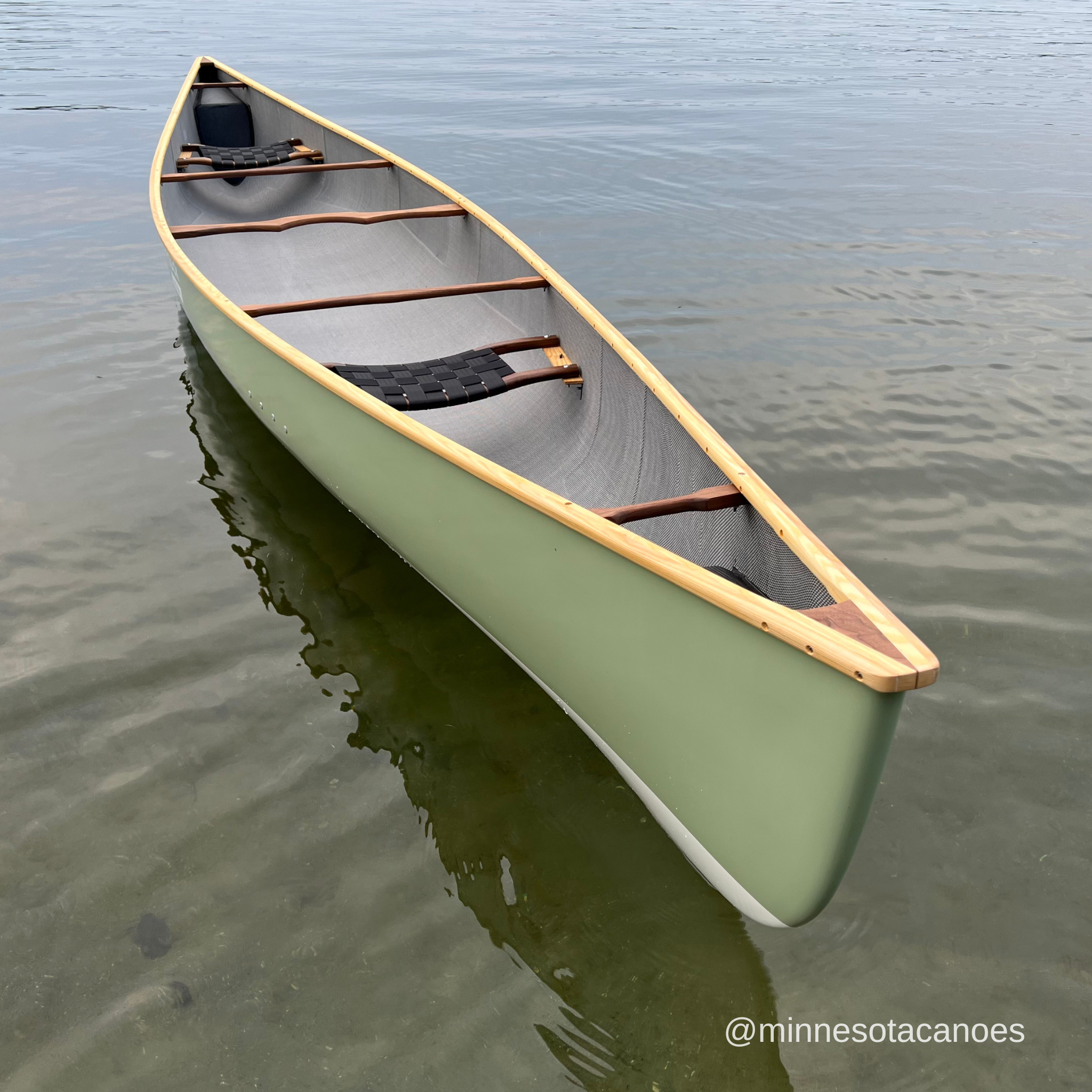 VISION17 (17' 9") Legacy Grey Two-tone Sage and Walnut Standard Link Trim Tandem Grey Duck Canoe