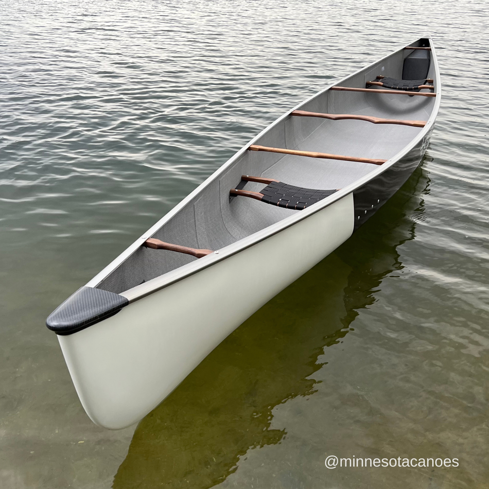 VISION17 (17' 9") Legacy Grey w/White Bow Dip Aluminum and Walnut Trim Tandem Grey Duck Canoe