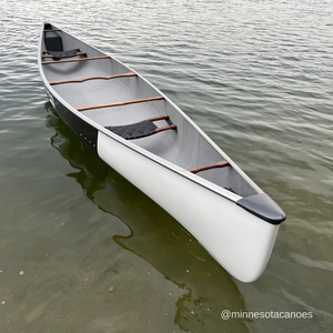 VISION17 (17' 9") Legacy Grey w/White Bow Dip Aluminum and Walnut Trim Tandem Grey Duck Canoe