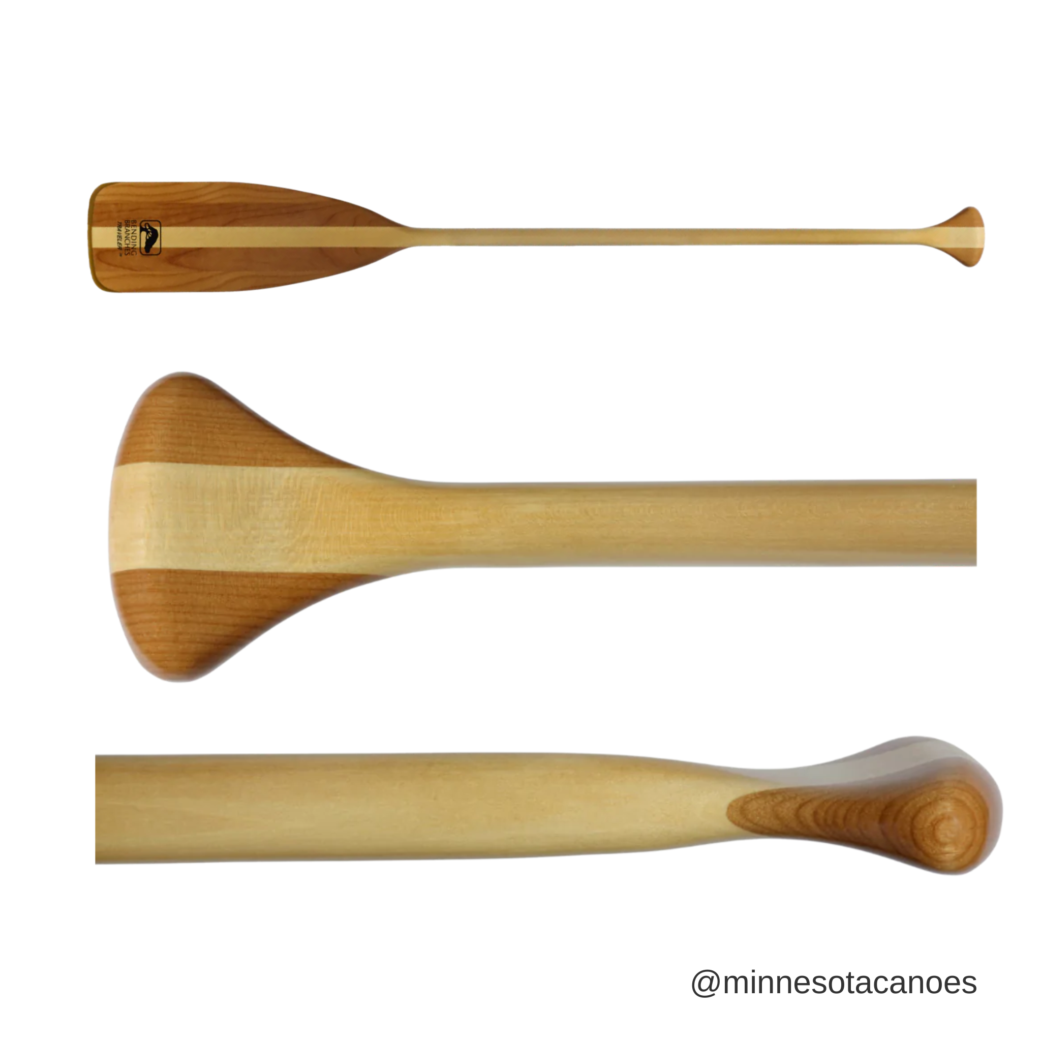 Wooden Straight Shaft Canoe Paddle (Bending Branches Traveler)