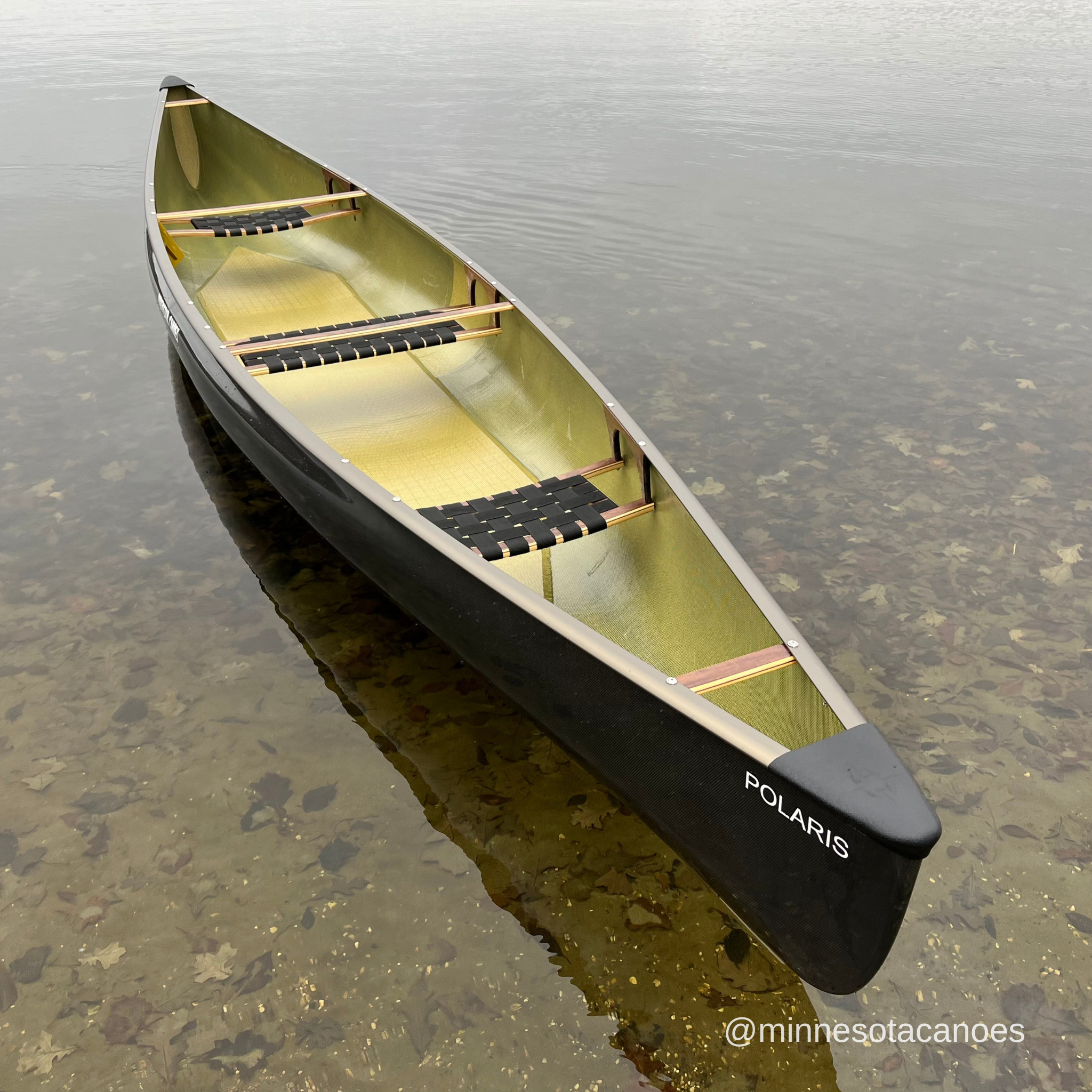 POLARIS (16' 9") BlackLite Upgraded Walnut Components Tandem Northstar Canoe with 3 Seats